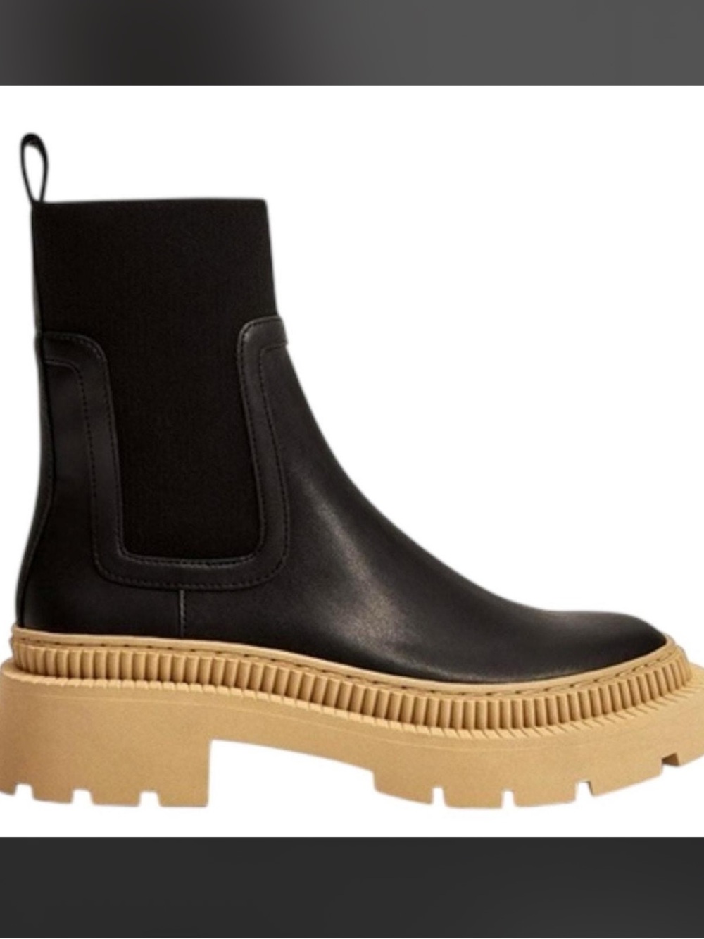 Mango Black Chelsea Lug Sole Platform Boots Size 9 - Picture 2 of 9